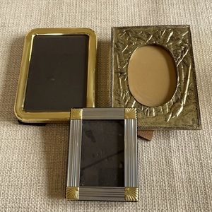 Three Gold-tone Metal Photo Frames